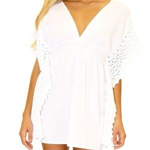 V-Neck Crochet Sleeves Empire Waist Mini Dress & Cover-Up
